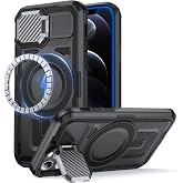 FNDMIL for iPhone 12 Case/ iPhone 12 Pro Case Compatible with MagSafe | [Military-Grade Shockproof][Dual Layer Protection] Heavy Duty Outdoor Rugged Bumper[Built-in Camera Cover Stand],Black