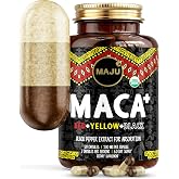 Maju Superfoods 4-in-1 Maca Root Capsules, Organic Black, Yellow &amp; Red Roots w Black Pepper Extract for Absorption (120 ct) | Peru Product, Peruvian Powder, Men &amp; Women Supplement, 60,000 mg