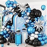 Blue Silver Black Balloon Arch Kit,Balloon Garland