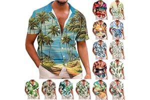 APIVOE Hawaiian Shirt for Men Short Sleeve Button Down Tropical Beach Shirts 2024 Summer Casual Holiday Funky Graphic T-Shirt