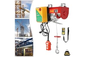 ZESTARDAIR Electric Hoist 1320lbs Electric Cable Hoist with Wireless Remote Control 110V Single/Double Slings Electric Winch for Garage, Warehouses, Factories Lifting Towing 2 in 1