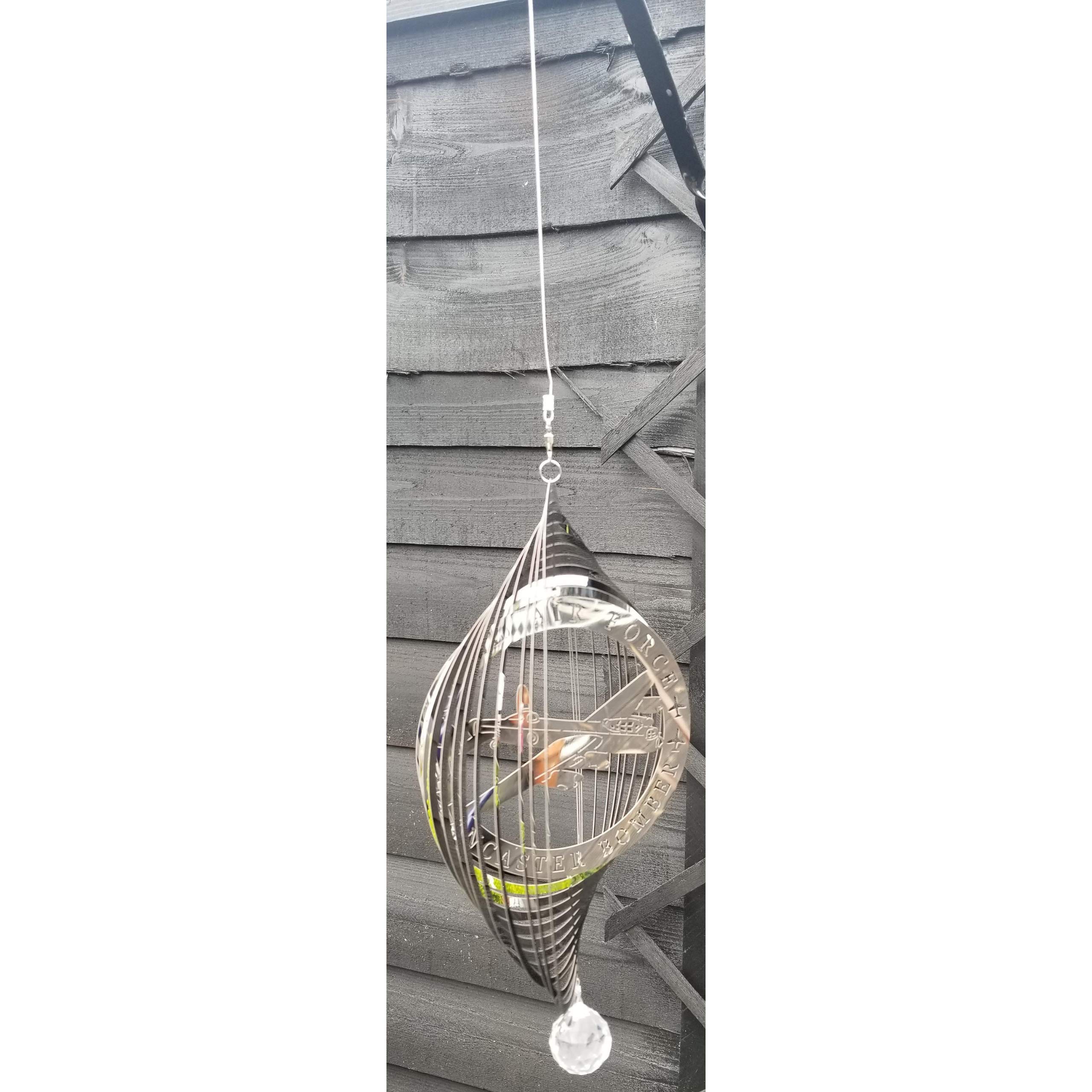 Stainless Steel Garden Wind Spinner - Lancaster Bomber