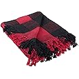 DII Buffalo Check Collection Rustic Farmhouse Throw Blanket with Tassles, 50x60, Tango Red/Black