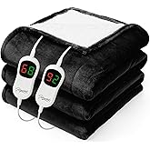 Homemate Heated Electric Blanket Queen Size - 84"x90" Heating Bed Blanket Throw with 10 Heating Levels 8 Hours Auto Off Fast Heating Over-Heat Protection Ultra Soft Flannel ETL Certified, Black