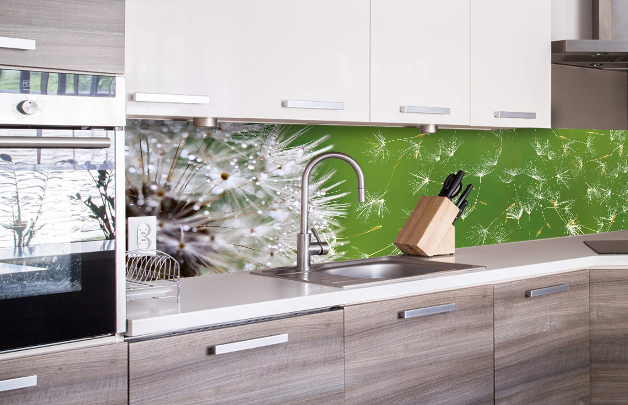 DIMEX LINE Peel and Stick Kitchen Backsplash Sticker Dandelion | Waterproof Decorative Wall Foil for Kitchen | Made in EU - 260.00 × 60.00 cm