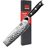 SHAN ZU Chef Knife, Damascus Professional Extra Sharp Kitchen Knife, Japanese High Carbon Super Steel Nakiri Knife with Ergonomic G10 Glass Fiber Handle