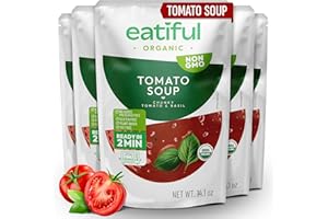 EATIFUL Organic Tomato Soup, Ready To Eat Vegan Plant Based Creamy Tomatoes Soup, No Added Preservatives, Gluten Free, NON GMO, 14.1 Ounce (Pack of 5)