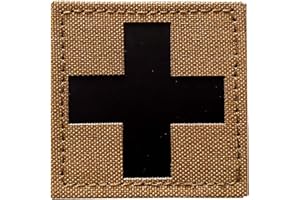HANNAH FIT 1 Pieces Infrared IR Reflective Medic Cross Multicam MED Medical EMS EMT Tactical Patch Fastener Patch Hook/Loop 2x2 inch (Coyote Brown)