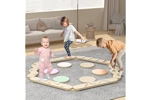 QIFEILA Wooden Balance Beam for Kids and Toddlers, 6 Pcs Montessori Balance Beam Boards for Kids, Sensory Balance Beam, Motor Skill Toy for Balance Coordination, Indoor Gift Set for Boys and Girls W1