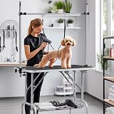 Yaheetech 91cm Pet Grooming Table Adjustable Height with Storage Basket Black view 2
