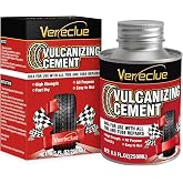 Chemical Vulcanizing Cement, Clear Tire Repair Glue, All Purpose Rubber Cement, Heavy Duty Tire Patch Kit with Brush Top Can for Car, Motorcycle, Bike, 8.5Oz