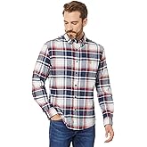 U.S. Polo Assn. Mens Long Sleeve Classic Fit 1 Pocket Yarn Dye Stretch Peached Twill Heathered RWB Plaid Woven Shirt