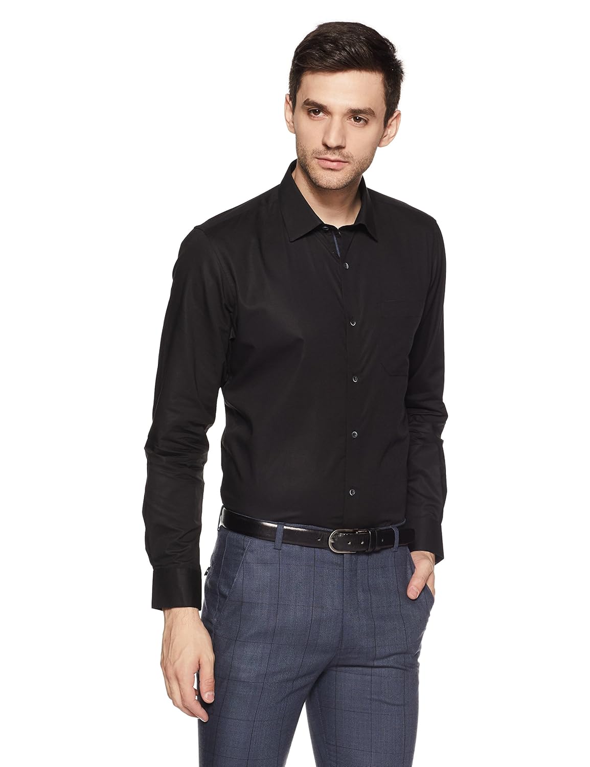 peter england men's solid slim fit formal shirt