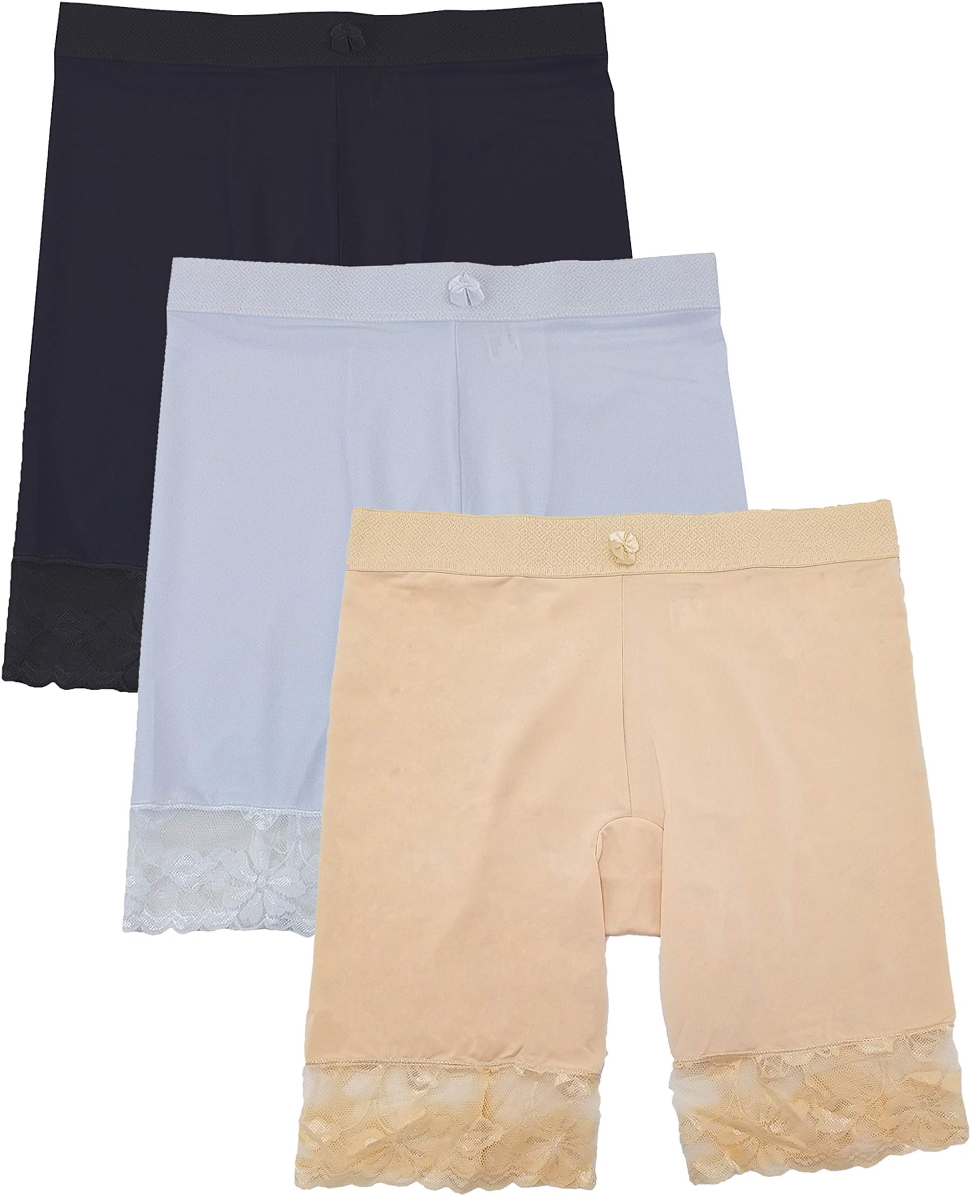 Slip Shorts for Women Smooth Lace 3 Pack 7" Undershorts Anti Chafing (S-5XL Plus)