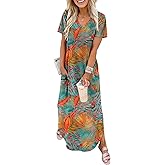 WIHOLL Women's Summer Short Sleeve Dresses Maxi Dress Vacation Beach Sundresses 2026 with Pockets