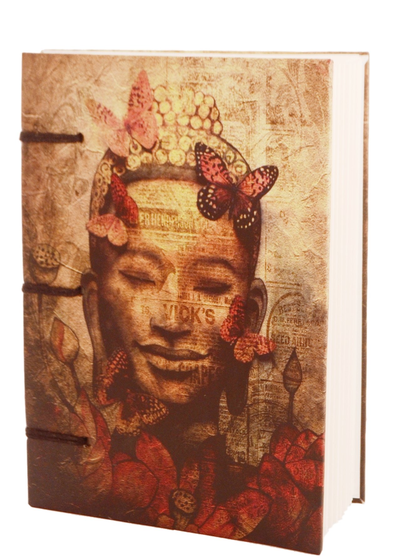 Purpledip Vintage Journal (Diary Notebook) 'Buddha is Nature': Handmade Paper Encased in Digital Print Hard Cover (11306)