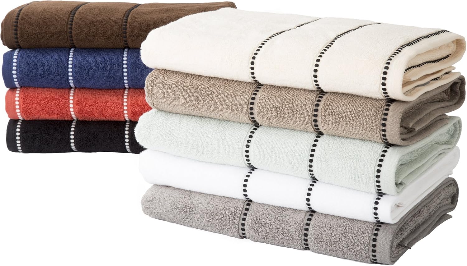 Luxury Cotton Towel Set- Quick Dry, Zero Twist and Soft 6 Piece Set With 2 Bath Towels, 2 Hand Towels and 2 Washcloths By Lavish Home (Taupe / Black): Home & Kitchen