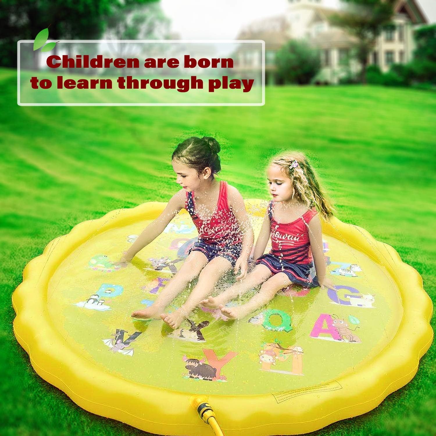 Aquadoo Sprinkler for Kids, Splash Pad, and Swimming Pool for Kids – Children’s Sprinkler Pool, 68’’ Inflatable Water Toys “from A to Z” Outdoor Swimming Pool for Babies and Toddlers: Toys & Games