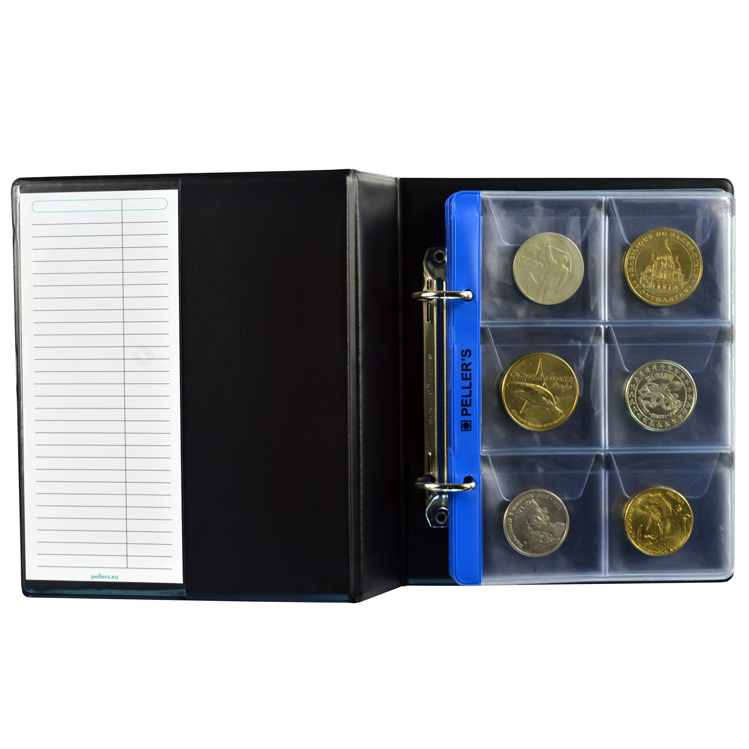 Collection Album, 60 Pockets for Big Coins up to 1.89" (48mm): £5 Pounds, Chips, Geocaching. 10 Sheets. Coin album S