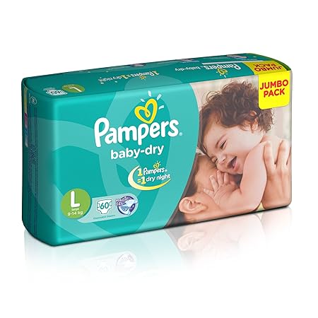 Pampers Baby Dry Diaper Pants, Large (60 Count)