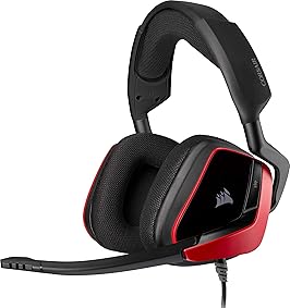 Corsair Void Elite Surround Auriculares para Juegos, 7.1 Sonido Envolvente, Micrófono omnidireccional, Compatible con PC, PS4, Xbox One, Switch y Móviles, Color Rojo 