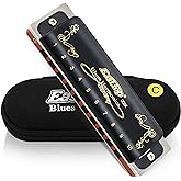 East top Harmonica Key of C 10 Holes 20 Tones 008K Mouth Organ with Black Cover, Top Grade Harmonica for Adults, Professionals and All Level Students as Gift