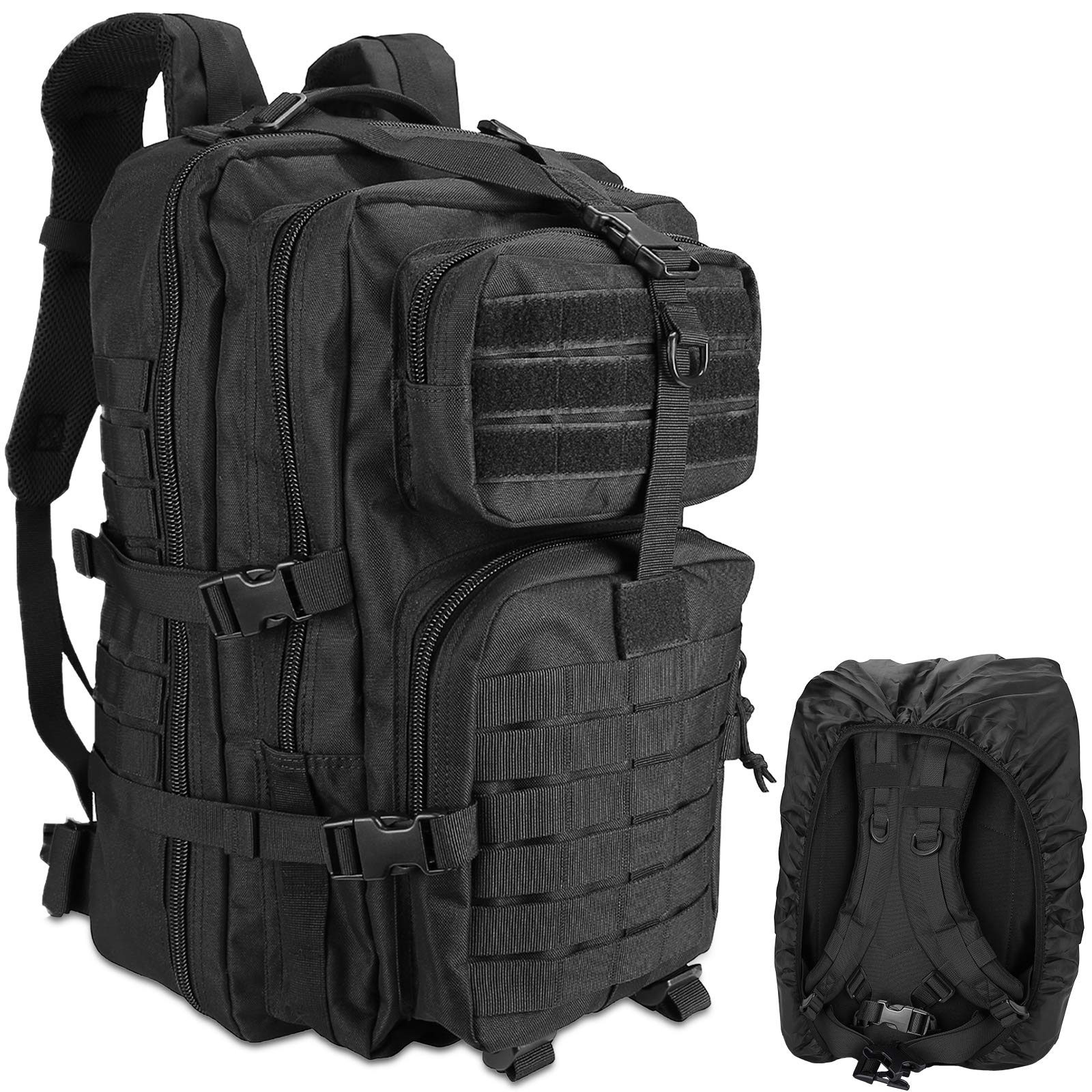 ProCase Military Tactical Backpack, 48L Large Rucksack 3 Day Outdoor Army Assault Molle Pack Go Bag Backpacks -Black