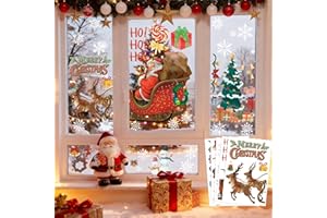 MDDRUIQI Christmas Party Decorations - Snowflake Window Clings Stickers for Glass | Christmas Decorations Indoor Outdoor - Holiday Santa Claus Reindeer Decals Xmas Decor Party Favors Supplies for Outside 2025