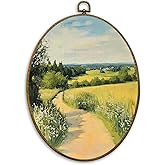 CUANFDDSF Vintage Country Landscape Oval Wall Art Decor, Farmhouse Countryside Wall Hanging Decor, Rustic Natural Cottagecore