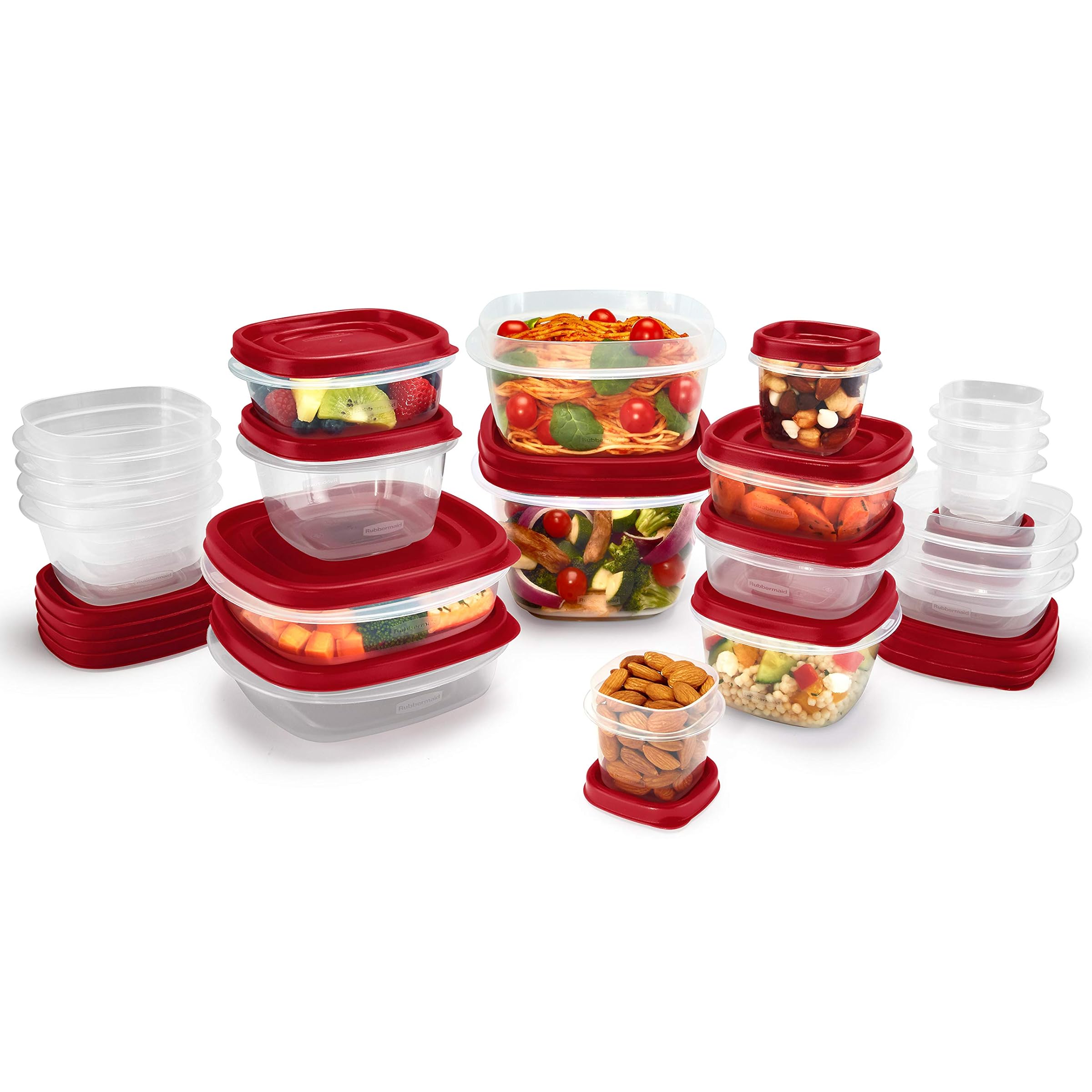 Rubbermaid - 2063704 Easy Find Vented Lids Food Storage Containers, Set of 21 (42 Total) - Racer Red