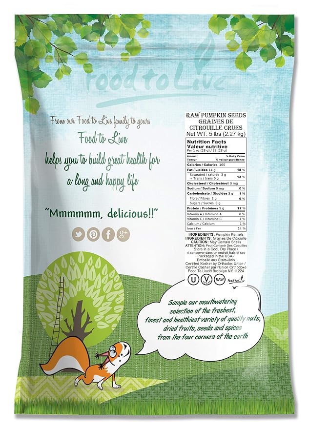 Amazon Com Pepitas Pumpkin Seeds 5 Pounds Raw No Shell Kosher Snack Pumpkin Seeds Grocery Gourmet Food