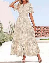 ZESICA Women's 2025 Summer Short Sleeve Maxi Dress