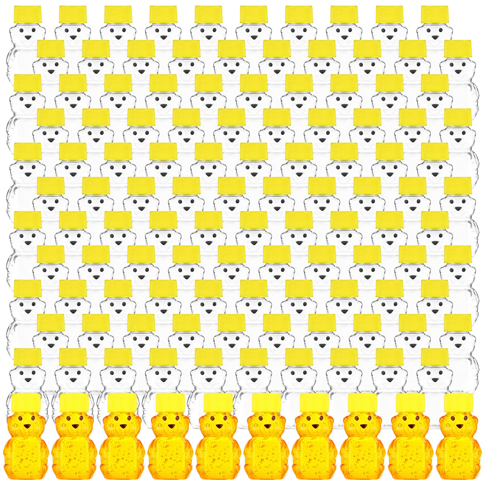 Photo 1 of ***FACTORY SEALED*** Patelai 120 Pcs Plastic Honey Bear Bottle Bear Shape Clear Honey Containers Empty Dispenser with Yellow Lid Jars Cup to Store Dispense Holiday Baby Shower Gifts(240ml/8oz)