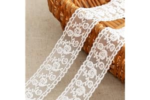 LYXMYGS Lace Trim Ribbon, 5-Yard White Lace Ribbon, 1.18 Inch Width White Laces Trims Delicate Crown Ribbons for Crafts Sewing and Bridal Wedding Dress Applique Decorations