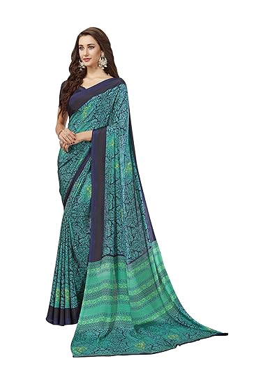 Womens Crepe Saree With Unstitched Blouse (fusion-8313-b_Blue)