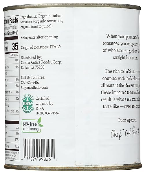 ORGANICO BELLO ORGANIC PREMIUM CHOPPED TOMATOES, 28 OZ