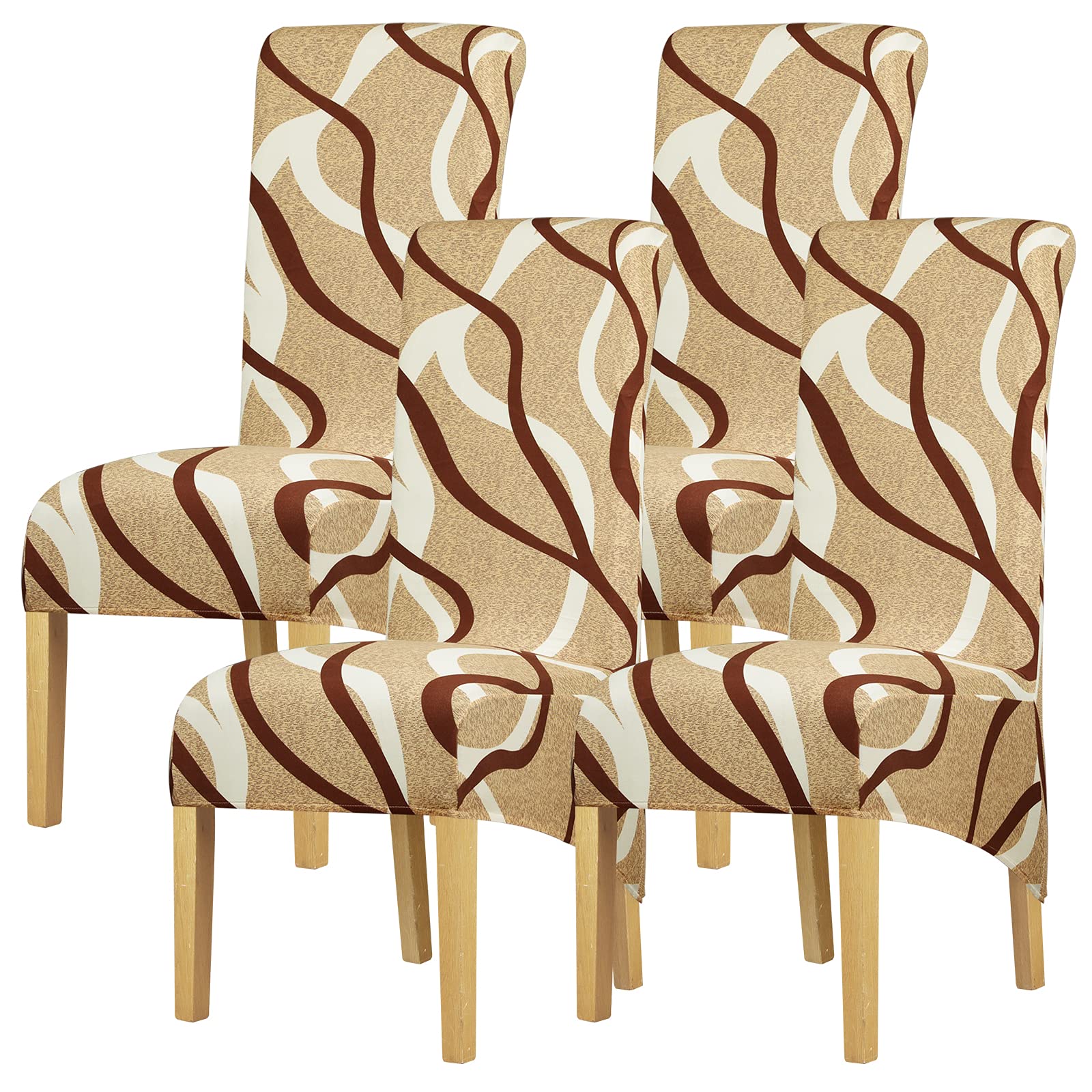 Leorate XL Size Chair Protector Large Thick Chair Cover Stretch Printing Chair Protector Dining Kitchen Home Chair Slipcover Color-845 Pack of 4