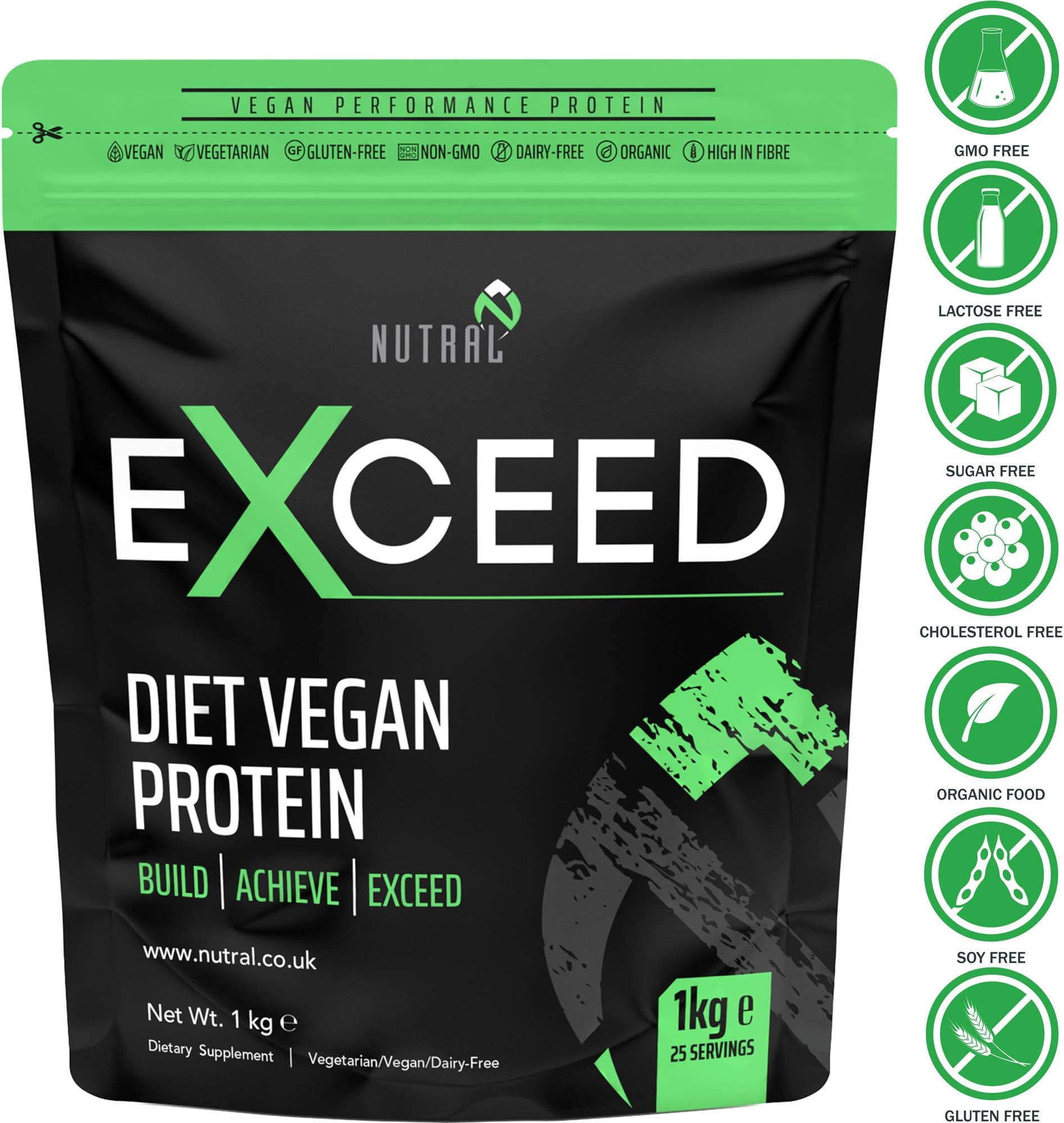 Vegan Protein Powder by Exceed - Plant-Based Pea, Hemp, Brown Rice Protein Blend with Weight Management Ingredients and Vitamins - 1kg