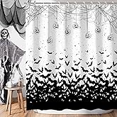 ZORKET Halloween Shower Curtain, Scary Bat Shower Curtain with 12 Hooks, Spider Web Horror Pumpkin Halloween Shower Curtains for Bathroom Decor, 72x72 Inch