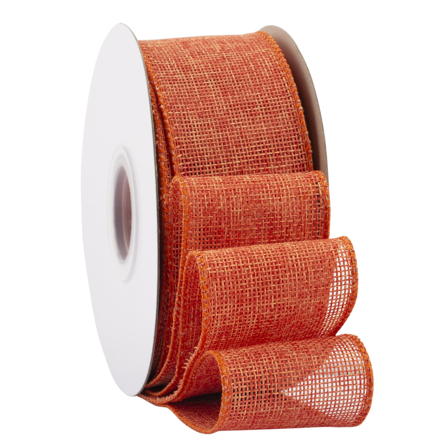 Ribbonitlux Honey Peach Burlap Wired Ribbon, 50mm x 18 Meters, Wired Edge Burlap Ribbon for Gift Wrapping, Big Bow, Wreath, and Christmas Tree Decoration