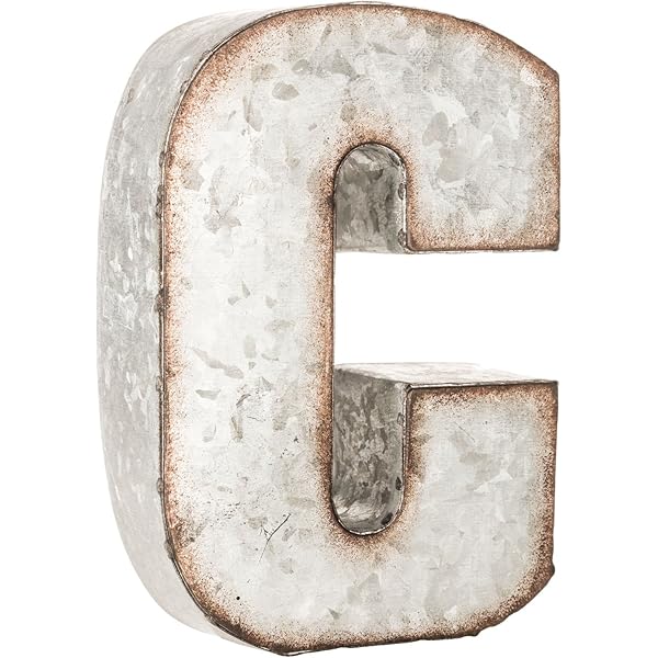 Amazon Com Galvanized Metal 3d Letter C Home Kitchen