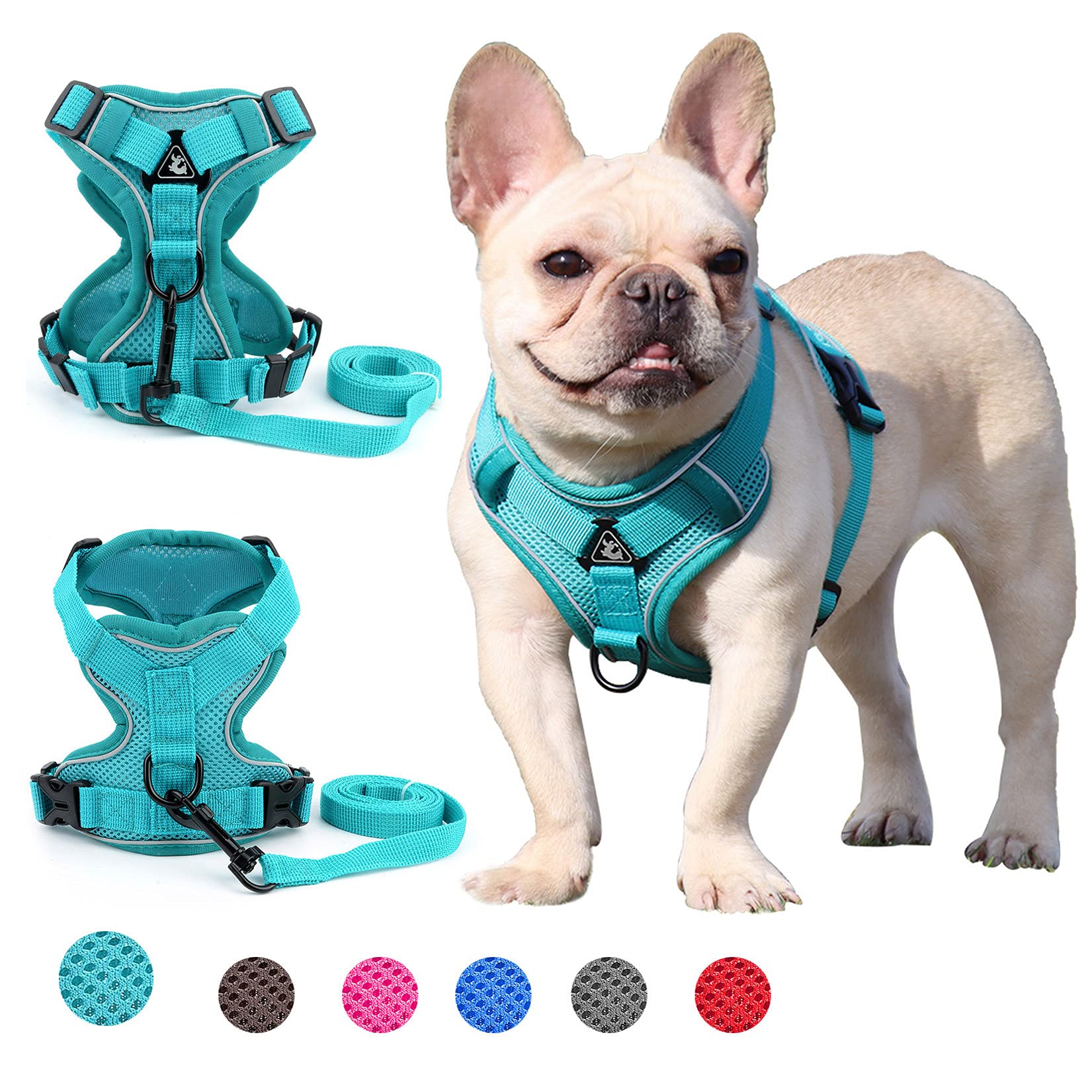 Zunea Pet Dog Harness for Small Dogs No Pull Puppy Vest harness Lead Set Adjustable Reflective Breathable Mesh Vest Harnesses Chihuahua Yorkie Harness Escape Proof for Walking Training Green L