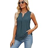 Vanfany Sleeveless Tops for Women Dressy Casual Summer Blouses Trendy Eyelet Office Work Shirts