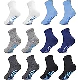GRPSKCOS Toddler Non Slip Socks 12 Pairs Toddler Grip Socks Anti Skid Crew Sock for Boys Girls 1-7 Years