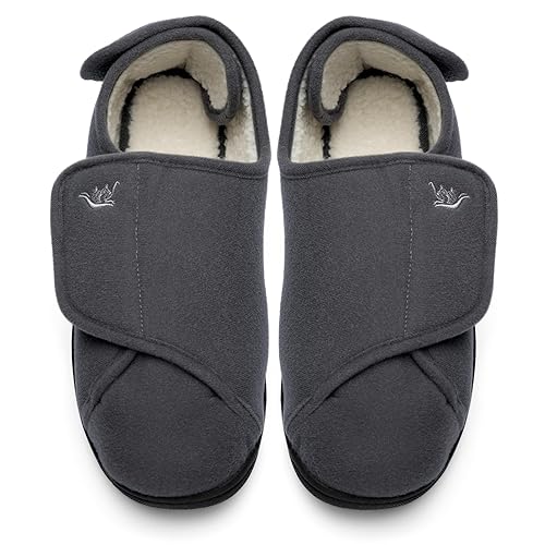 Mens Extra Wide Width Diabetic Slippers Memory Foam With