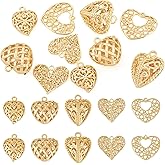 KISSITTY Cubic Zirconia Heart Charms Bulk 18K Real Gold Plated Brass Love Shape Pendants Flatback Love Pendants Assorted Crystal Dangle Charms for Bracelets DIY Jewelry Making Crafts Supplies