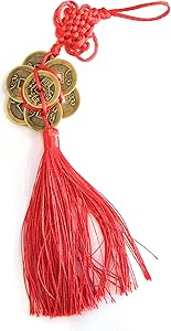 M.V. Trading Feng Shui Tassel with 8 Chinese Coins for Auspicious Money Luck with Flower Shape