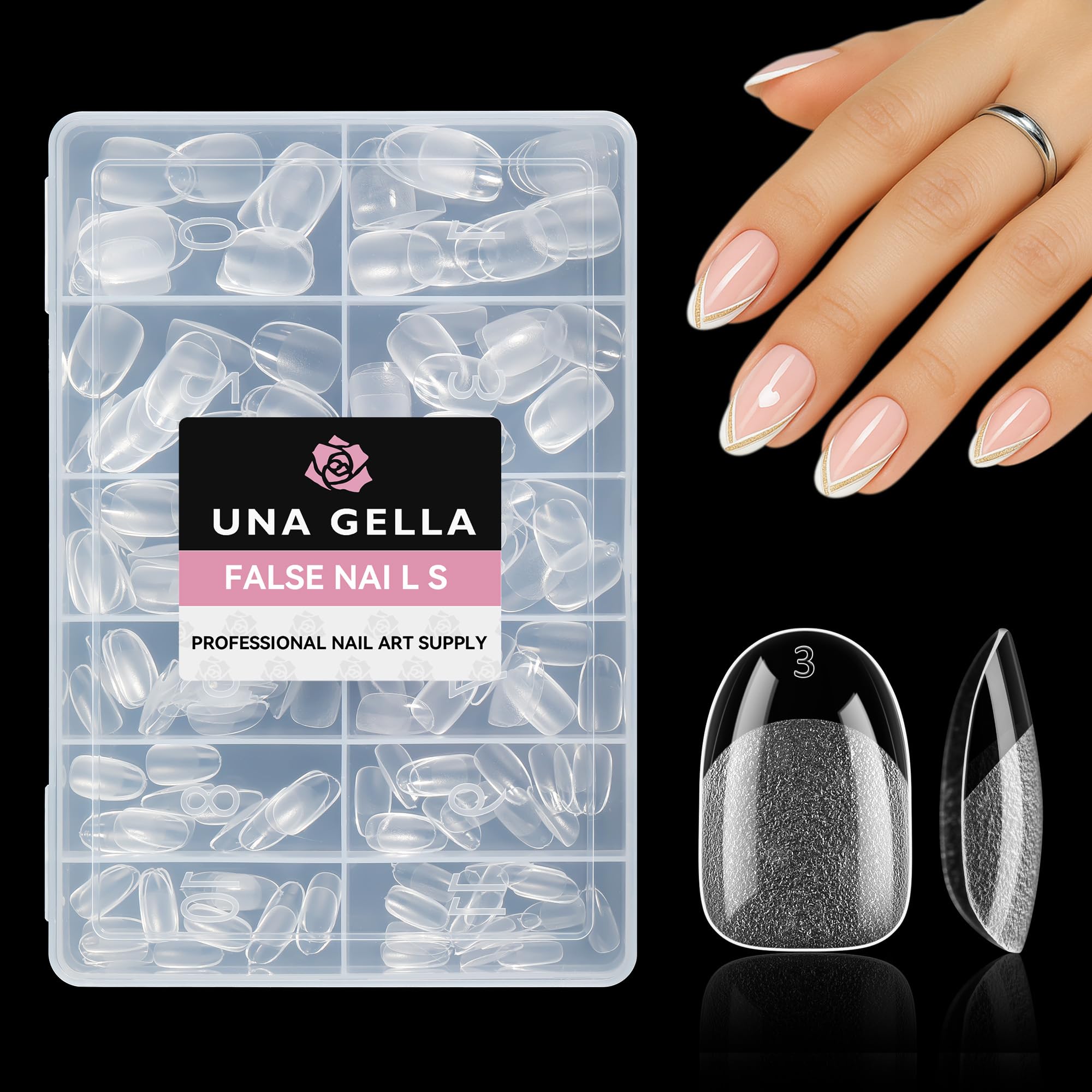 Photo 1 of UNA GELLA Short Oval Round Nail Tips, Soft Gel Pre-shaped Half Matte Short Oval Gel Nail Tips Full Cover Acrylic Press on Fake Nails for Nail Extension Art DIY Nail Salon 216Pcs 12 Sizes