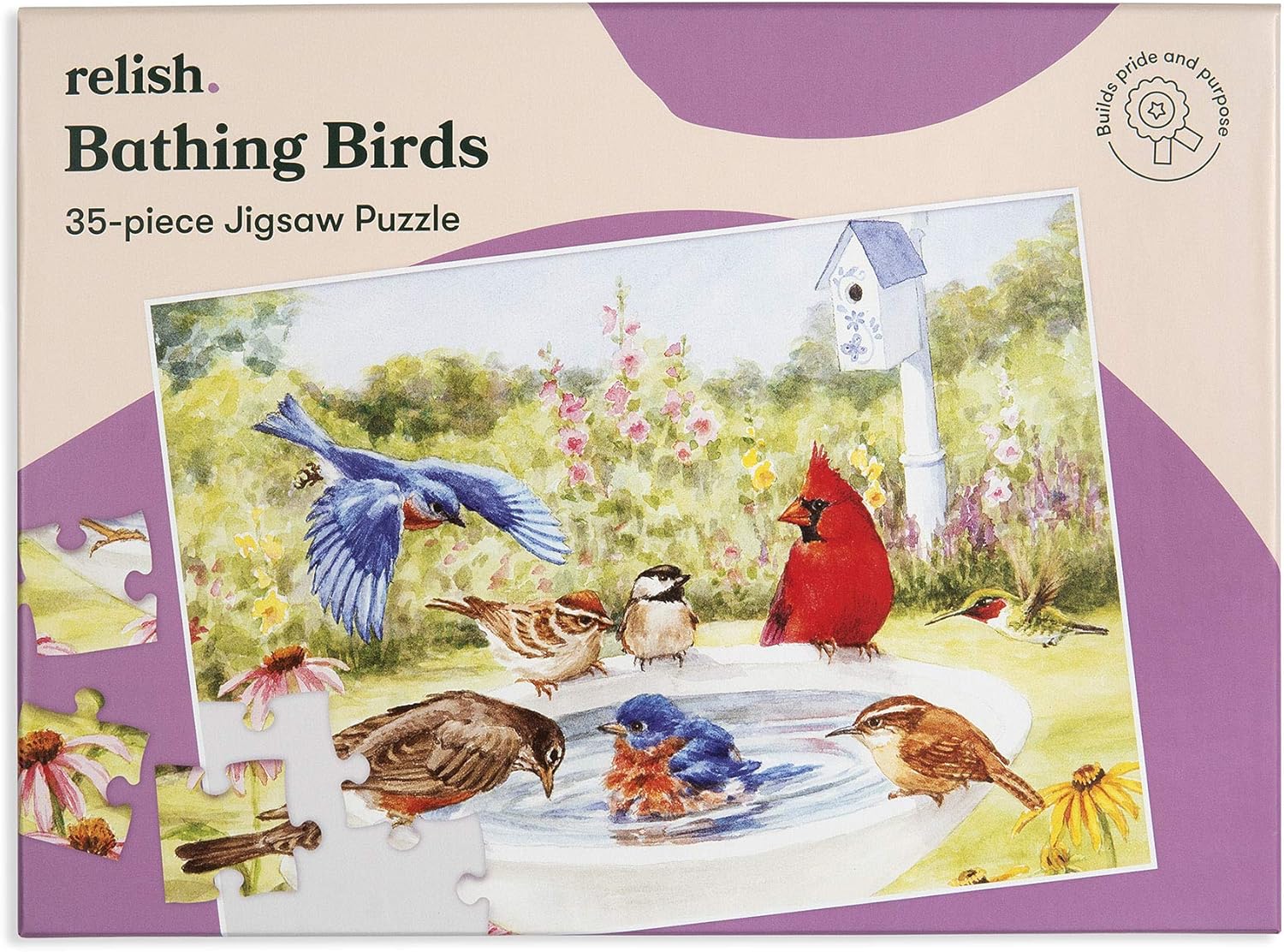 Relish 35 Piece Bathing Birds Dementia Jigsaw Puzzle Puzzles Activities for Elderly with