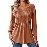 Zeagoo Long Sleeve Shirts for Women Casual V Neck Top Pleated Floral Boho Blouses 2026 Fall Tunics